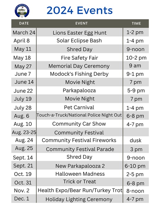 Updated 2024 Events Schedule